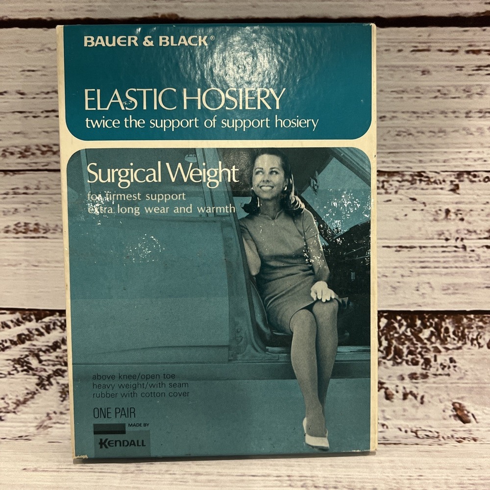 Vintage Bauer & Black Elastic Hosiery L-1 Size S Nylon Above Knee Open Toe #3376